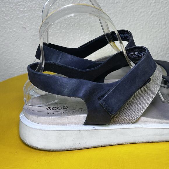 Ecco Flowt 2 Black & Gray Leather Strappy Slip On Comfort Sandals Women’s 10 41 - Picture 3 of 12